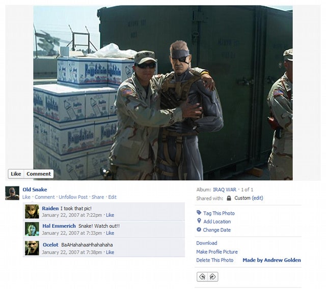 Old Snake Video Game Character Facebook Profiles
