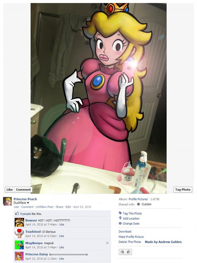 Princess Peach Video Game Character Facebook Profiles