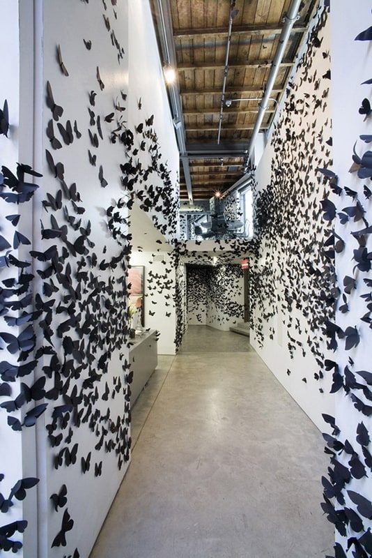 "Black Cloud" Thousands of Black Paper Moths on Gallery Walls CarlosAmorales_6