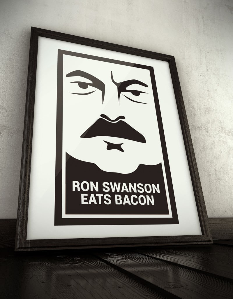 Ron Swanson eats bacon