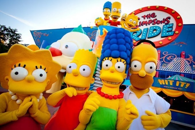 the simpsons ride uses a unique blend of authentic simpsons humo