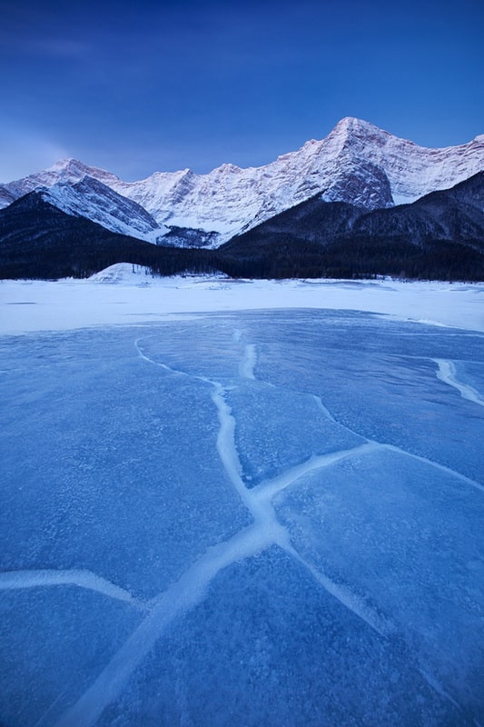 Ice on Spray Lake in the Canadian Rocky Mountains, Kananaskis, Alberta, Canada