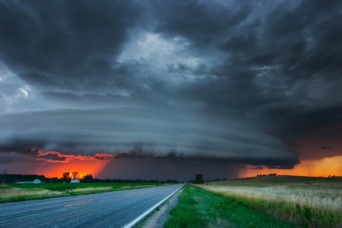 stormy nebraska sunset