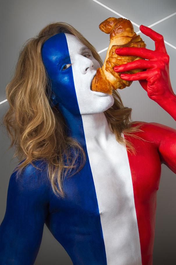 International-Flags-Body-Painted-Models-Eating-Their-National-Foods-2