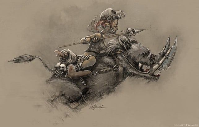 tribal-warrior-girl-fairy-tale-monster-beast-rider-sword-fight-fantasy-art-illustration-643x410