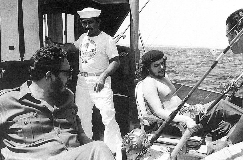 Che Guevara and Fidel Castro fishing, 1960