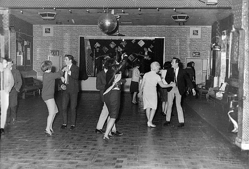 The Beatles play for 18 people in the Aldershot club, December 1961. They were to become superstars in one and a half years time