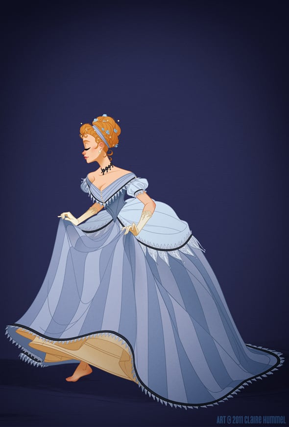 Disney Princesses In Accurate Fashion by Claire Hummel disney-princess-in-accurate-period-clothing-chicquero-fashion-cinderella