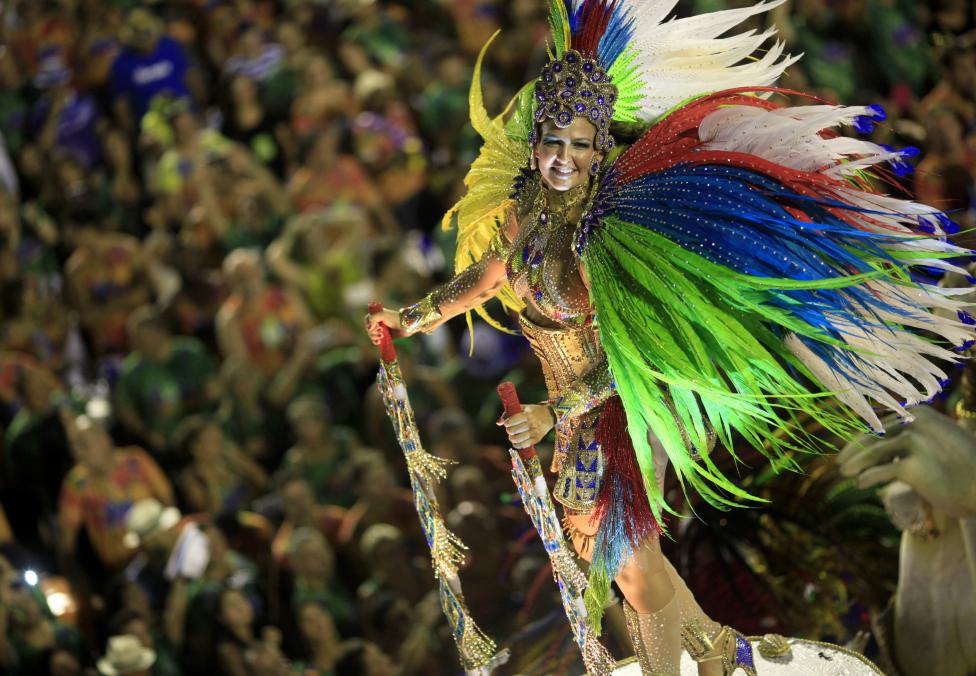 a reveler from the beija flor samba school participates in the annual carnival parade in rio de janeiro's sambadrome