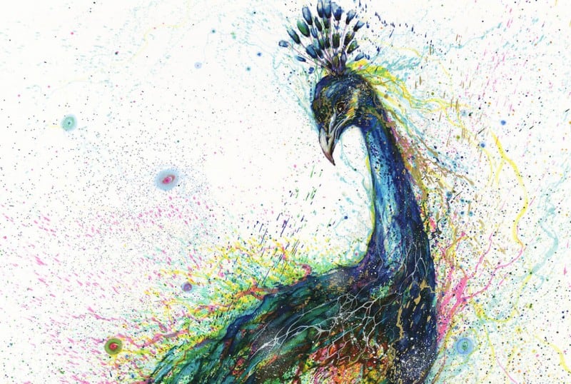 Volcanic Splattered Watercolor Animal Paintings by Hua Tunan tunan-7