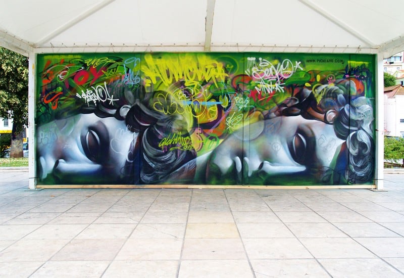 Impressive blend of Greek Gods And Chaotic Backdrop of Graffiti by Pichi & Avo pichiavo-5