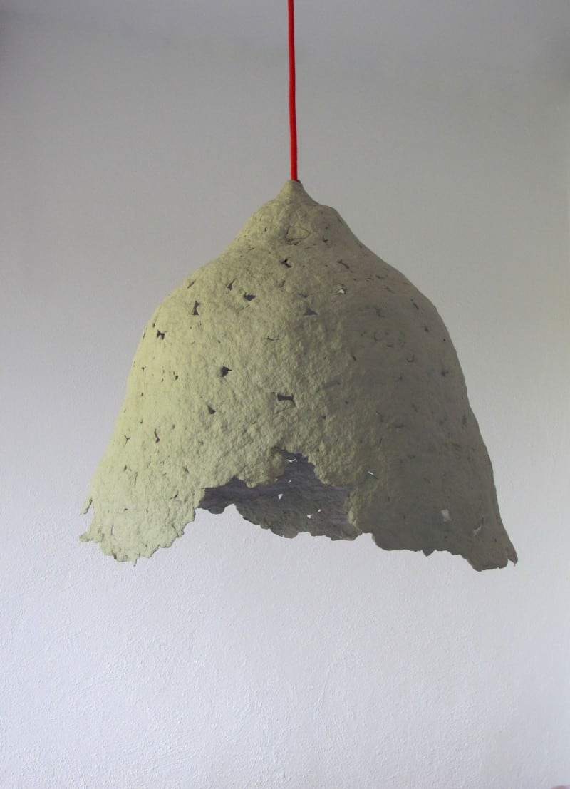 Green Ideas for DIY Paper Lamps, Chandeliers & Lanterns recycled-paper-mache-lamp-resize