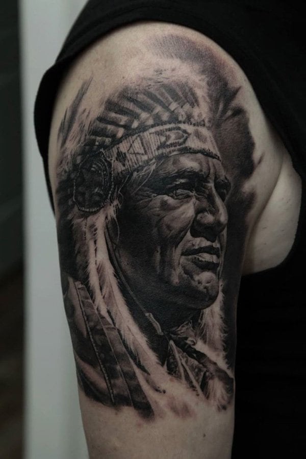 Native American Indian Warrior Tattoo  Tree sleeve American tattoos Native  american tattoo sleeve