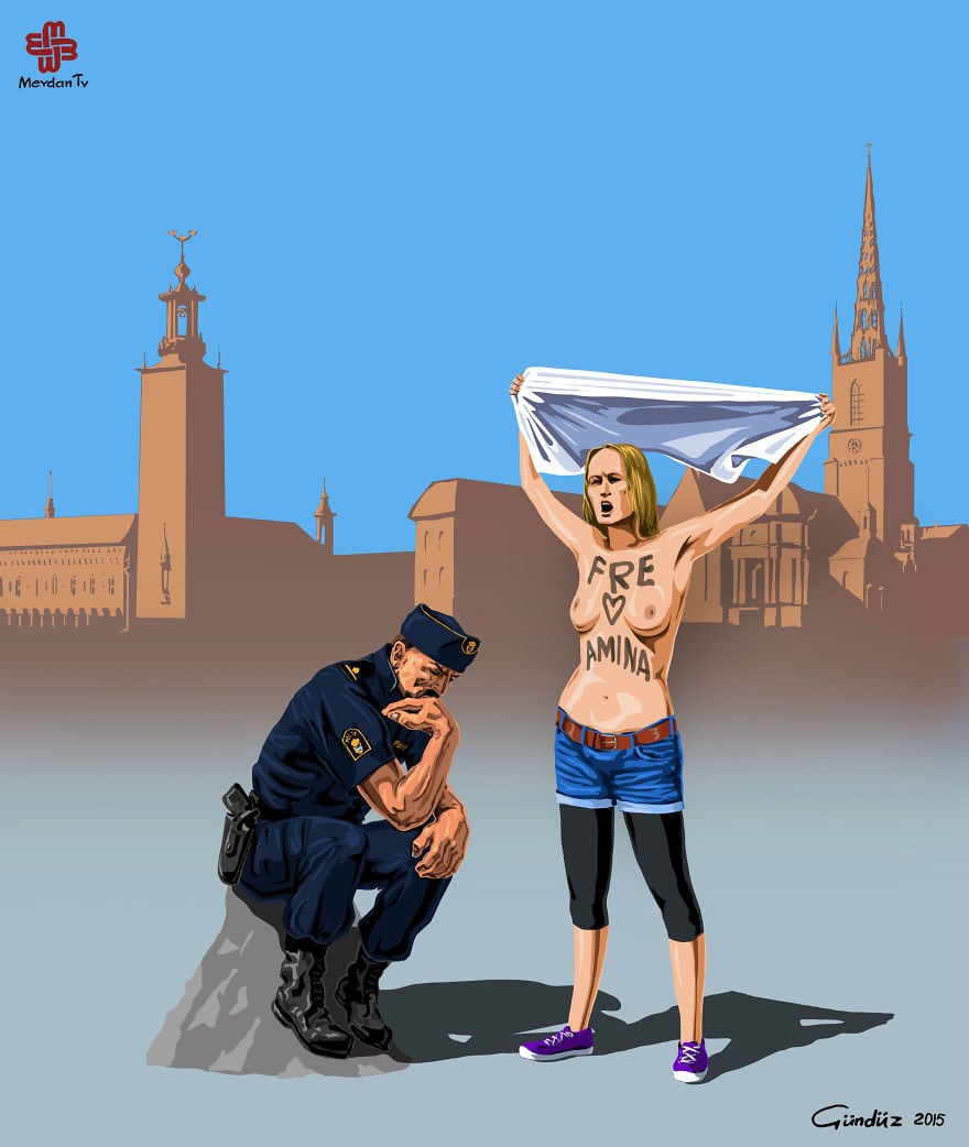 Satirical Illustrations Of Police Forces Around The World By Gunduz Aghayev isvec-police-__880