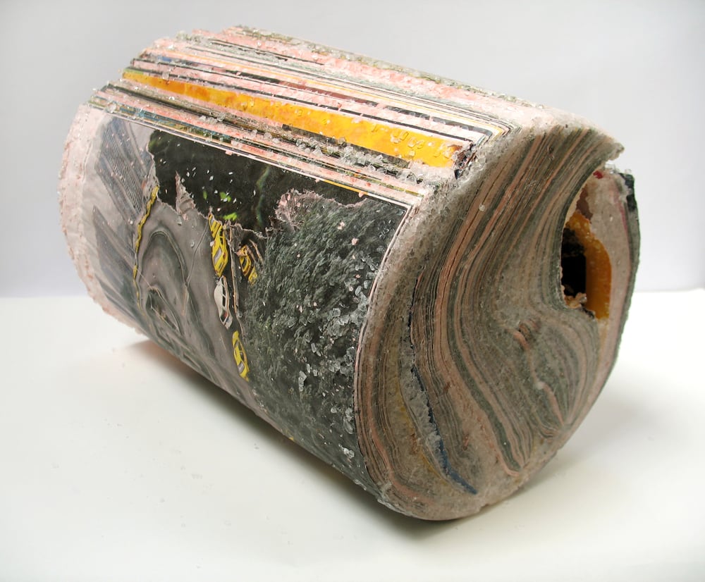 Artist Turns Old Books, Magazines, and Computer Manuals into Crystallized Sculptures “national geographic magazines” (2013)