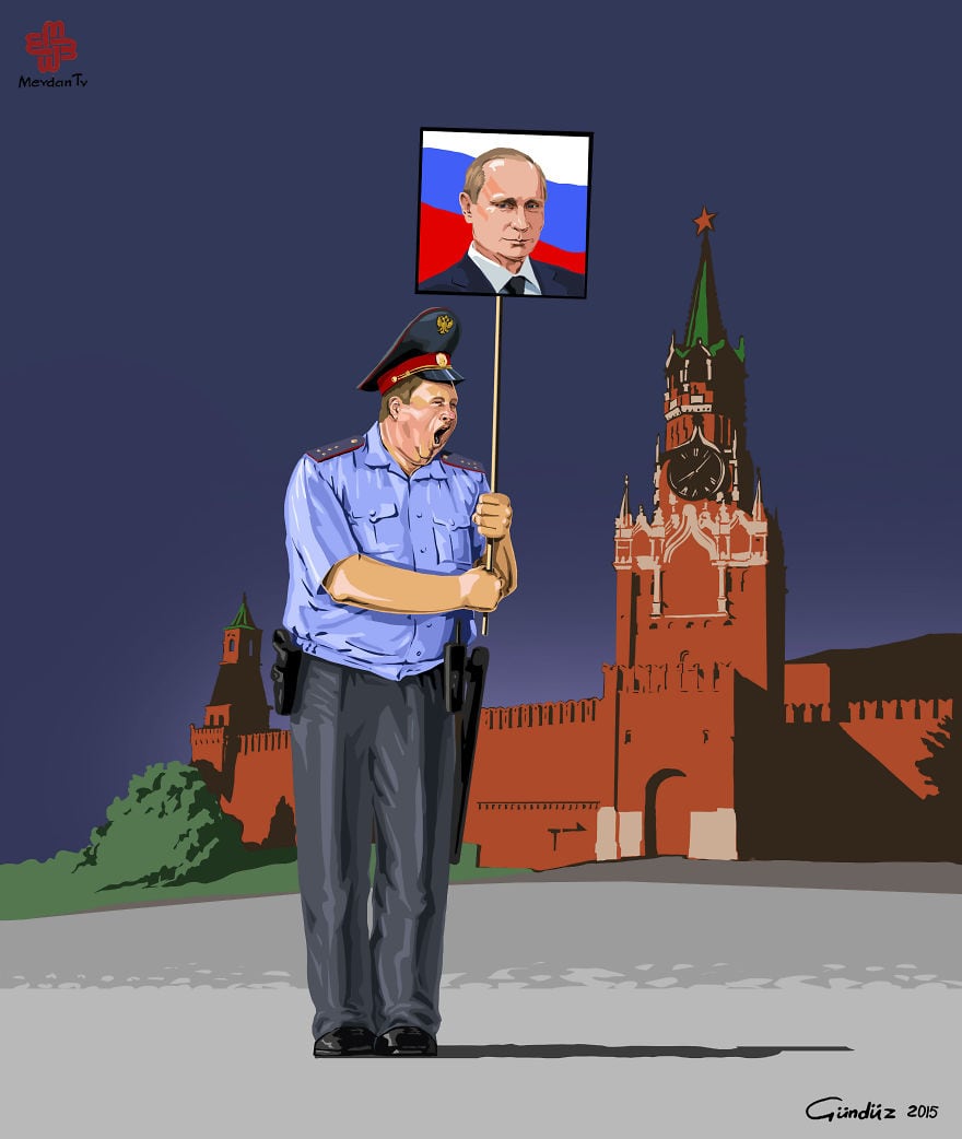 Satirical Illustrations Of Police Forces Around The World By Gunduz Aghayev russia-polis__880