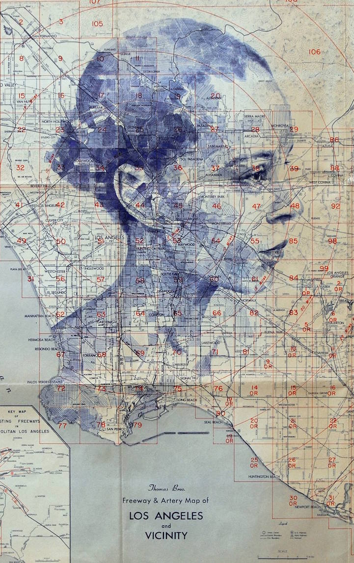 Artist Uses Maps As Canvase For Striking Ink And Pencil Drawings FREEYORK