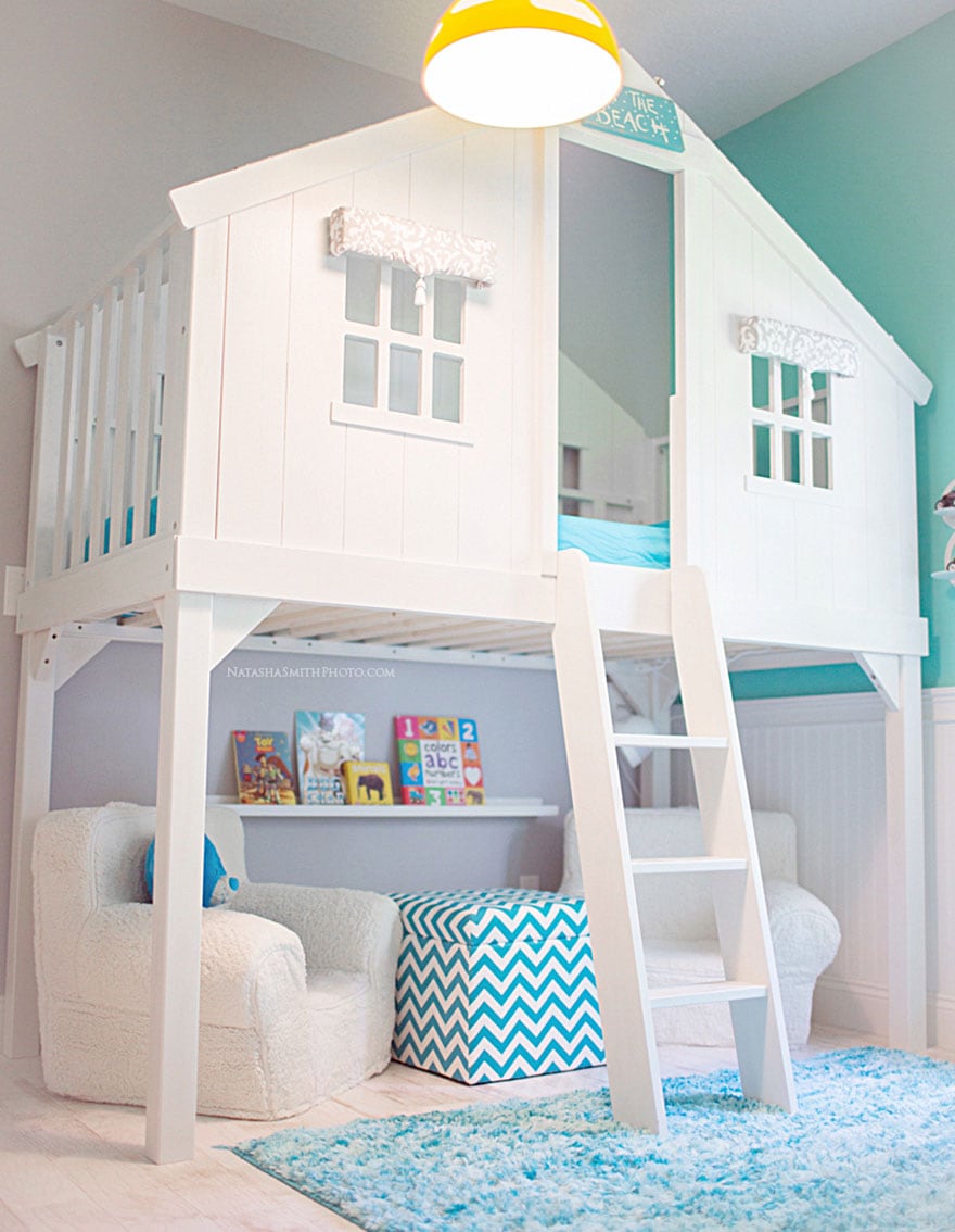 A mydal bunk bed transformed to a childrens playhouse