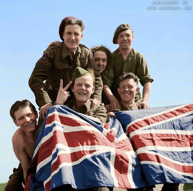 These 50 Astonishing WWII Colorized Photos Look Like They were Taken Yesterday british prisoners of war celebrate their liberation from stalag x1b, 16th april 1945. (colorized by paul reynolds. historic military photo colourisations)