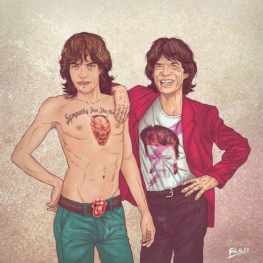 Me & My Other Me: Colombian Artist Shows Celebrities Next To Their Young Selves mick jagger