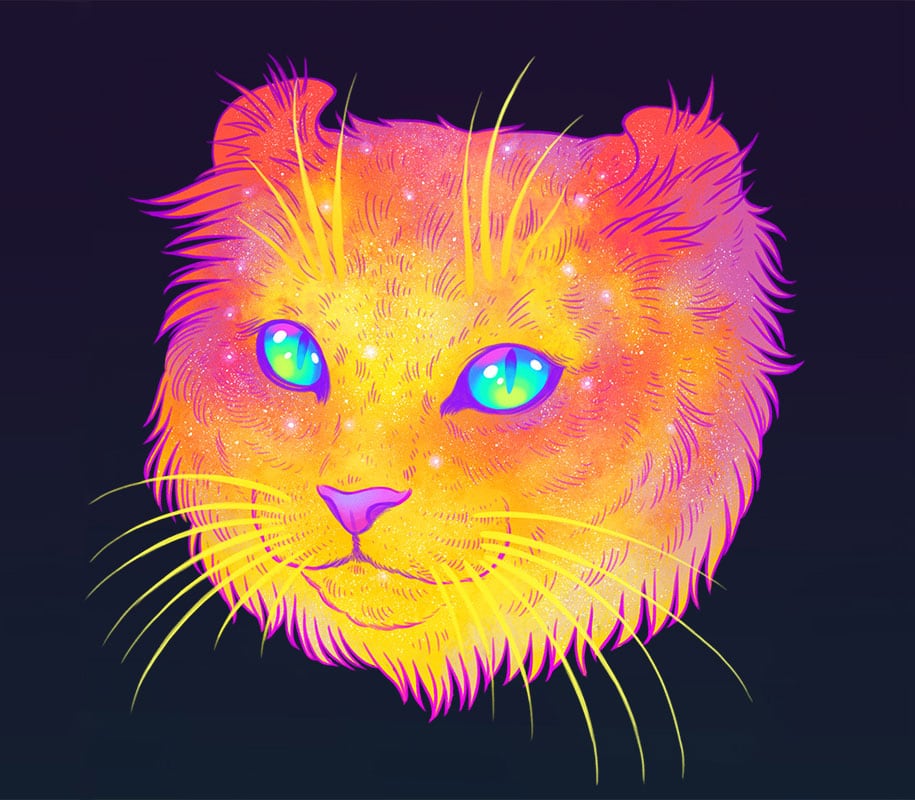 Galactic Cats: Jen Bartel's Psychedelic Drawings Unite Cats And Space ...