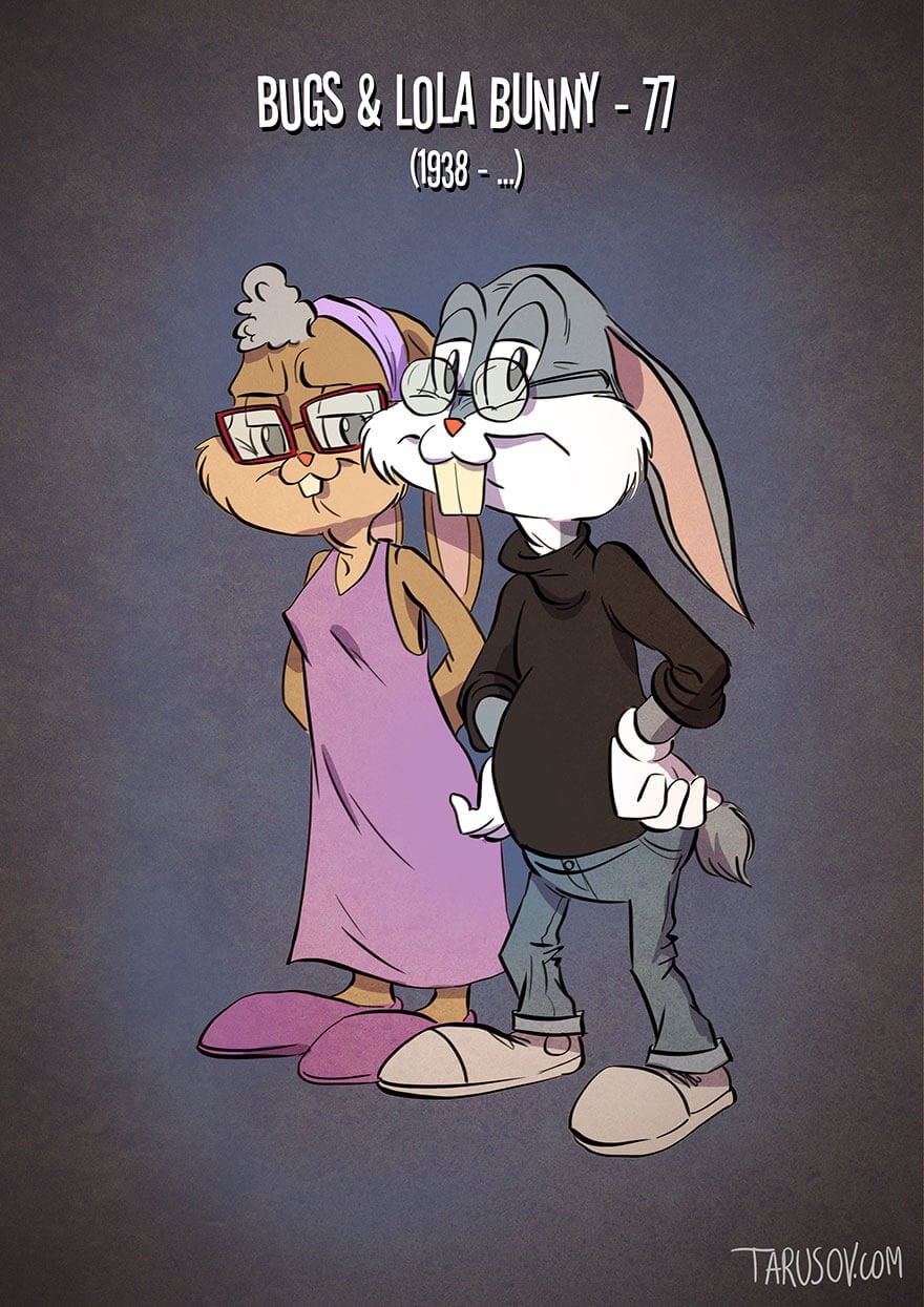 Russian Artist Shows Cartoon Characters With Their Real Age buggs & lola bunny – 77 (1938 – …)