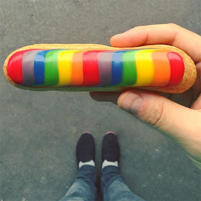 Parisian Desserts Harmonized With Shoes In A Delicious Instagram Account rainbow eclair by fauchon