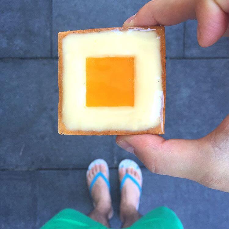 Parisian Desserts Harmonized With Shoes In A Delicious Instagram Account mango-citron tart by fauchon tlv