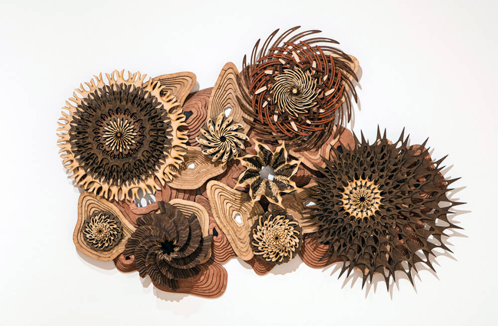 Spiraling Coral Reefs Assembled from Accurately Cut Wood by Joshua Abarbanel joshua-abarbanel-fy-7