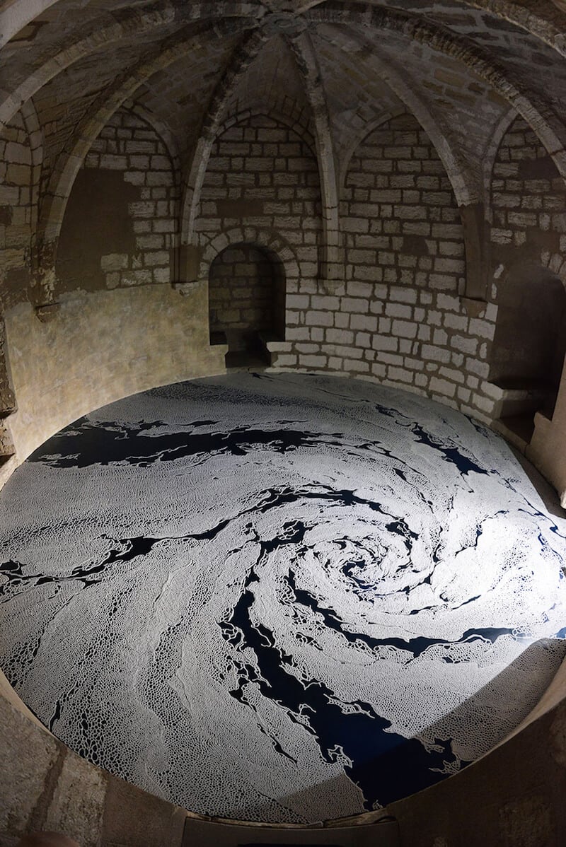 Labyrinths of Salt by Motoi Yamamoto Spread on Floor of a French Castle salt-labyrinths-motoi-yamamoto-4
