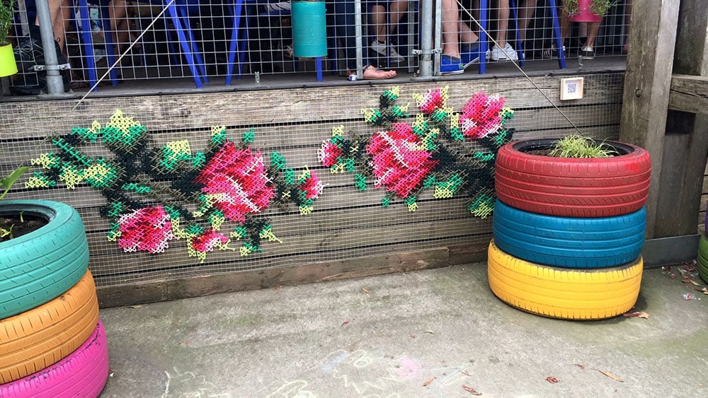 Floral Street Installations by Raquel Rodrigo floral-cross-stitch-8