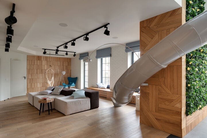 a room with a wood floor