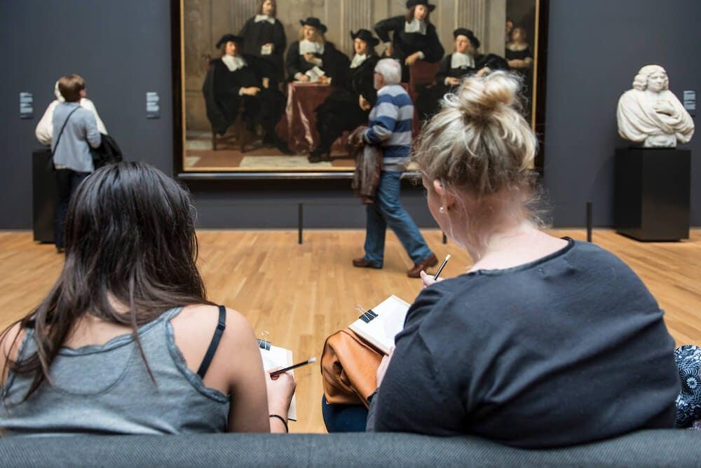 a group of people in a room