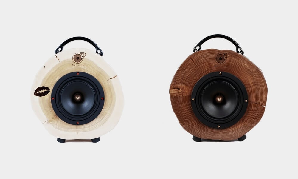 Wooden Speakers 'Rockit Log' Created From Reclaimed Wood