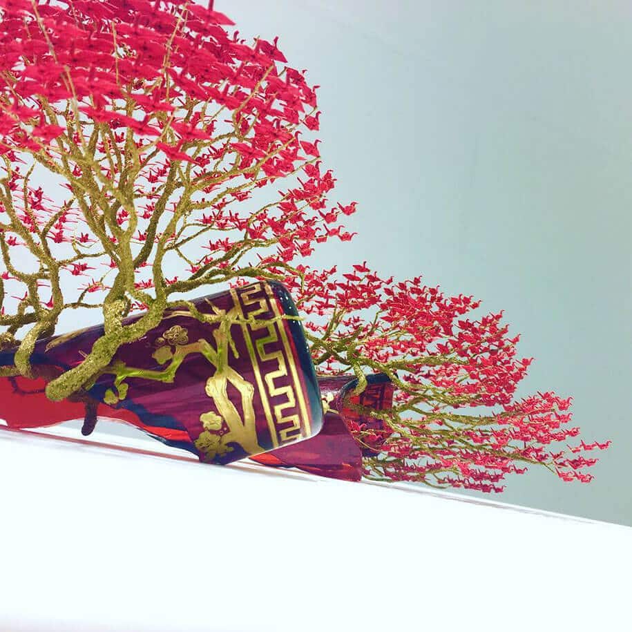 Extraordinary Bonsai Trees Created From 1000s Of Tiny Origami Cranes By Naoki Onogawa