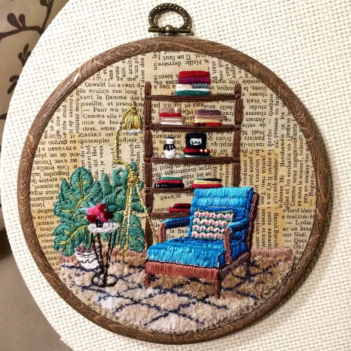 A Russian Artist Designs Colorful Embroidery of Home Interiors