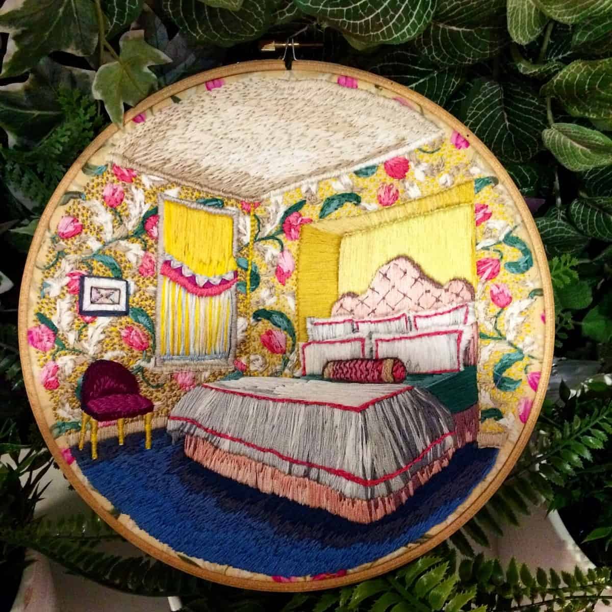 A Russian Artist Designs Colorful Embroidery of Home Interiors
