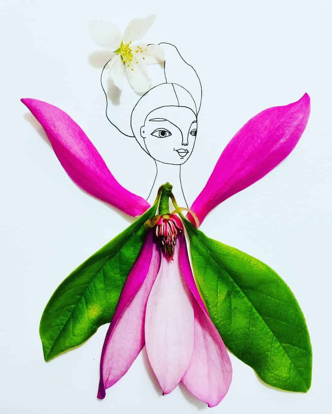 Melissa Rossi Flesher Merges Quirky Drawings with Real Flowers