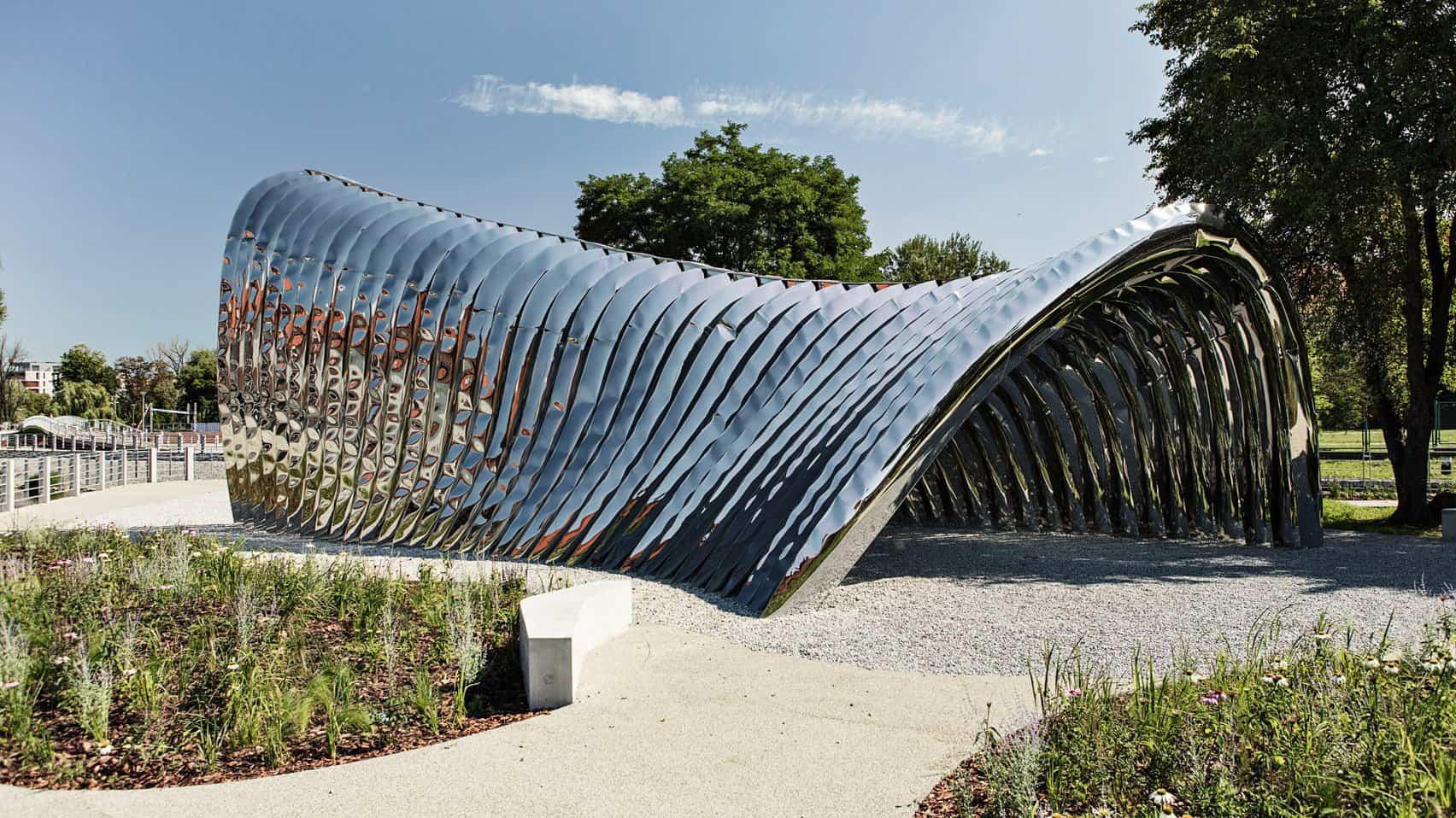 Designer Oskar Zieta' Daliowa Island Pavilion in Wrocław