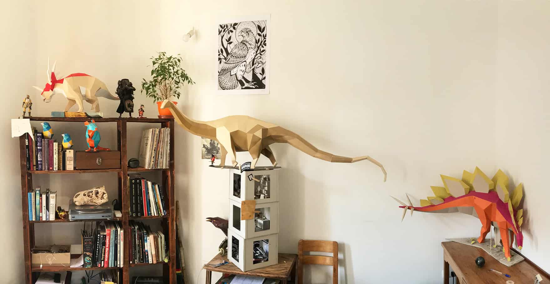 Seba Naranjo Designs And Builds 3D Handcut Paper Models Of Dinosaurs