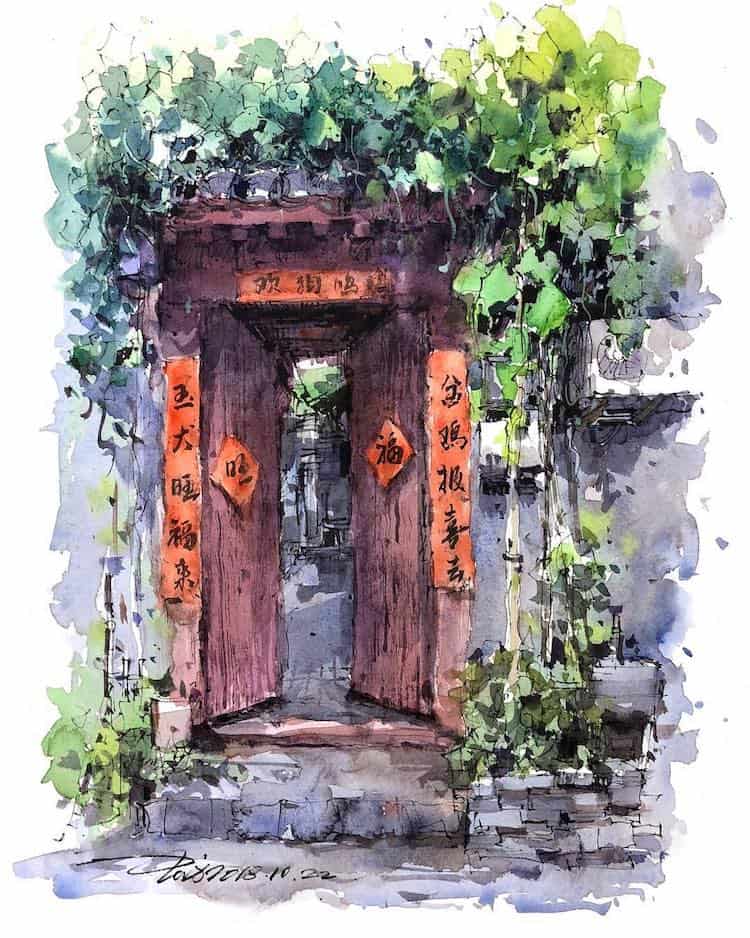 Shanghai-Based Artist Memorializes Asia’s Old Storefronts In Watercolor And Ink