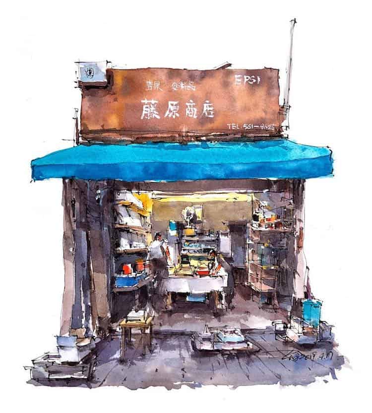 Shanghai-Based Artist Memorializes Asia’s Old Storefronts In Watercolor ...