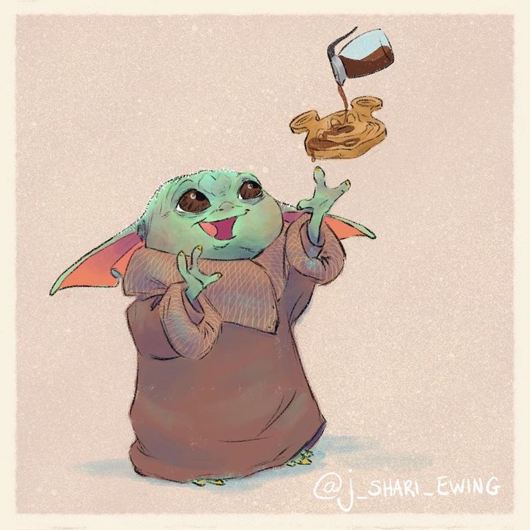 Illustrator shows Baby Yoda on a junk food diet