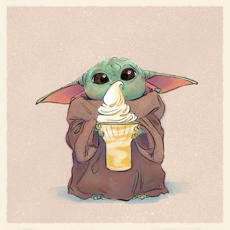 Illustrator shows Baby Yoda on a junk food diet
