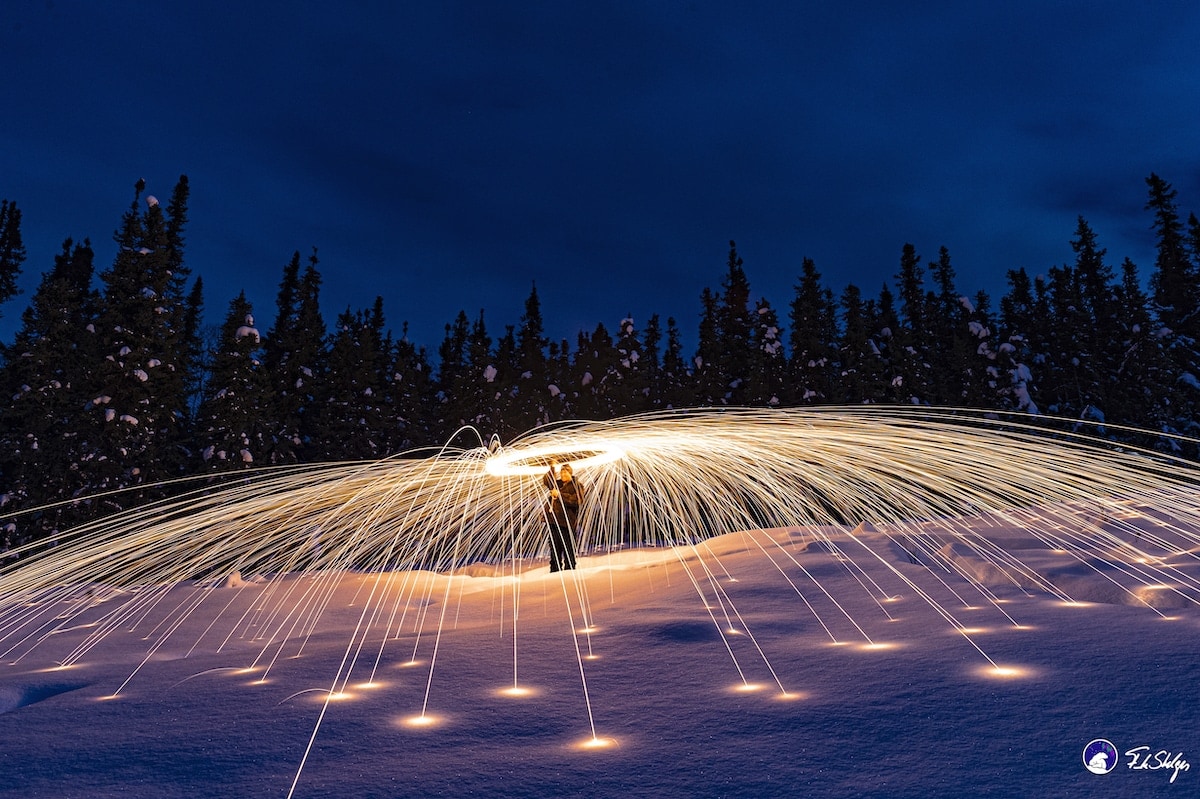 Steel Wool Sparks Captured By Drone During Night Time ...