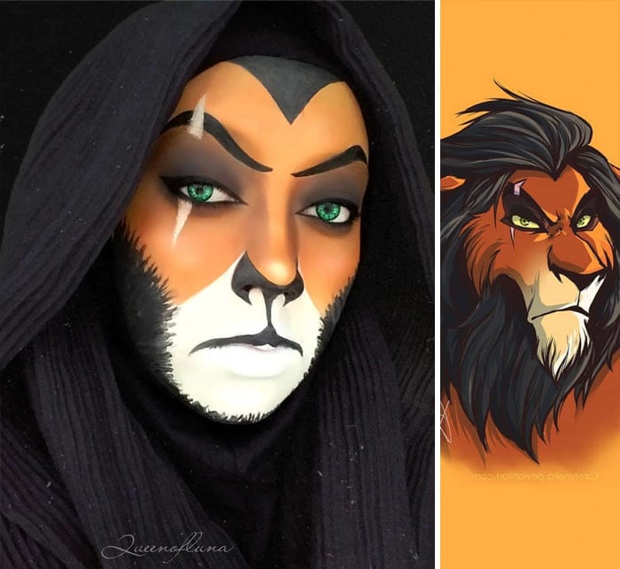 The make-up artist uses her hijab to turn into Pop Culture characters