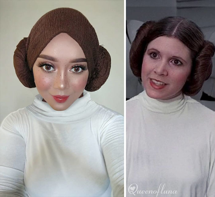 The make-up artist uses her hijab to turn into Pop Culture characters