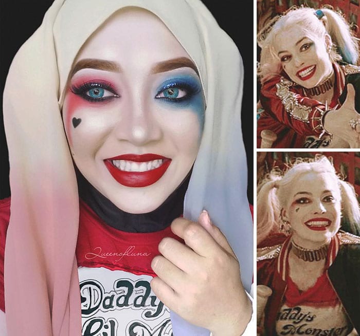 The make-up artist uses her hijab to turn into Pop Culture characters