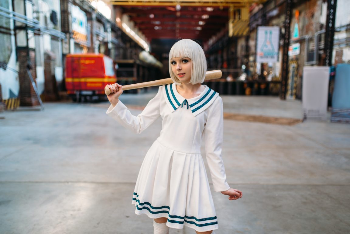 cute anime style blonde girl with baseball bat 3LM7UDN