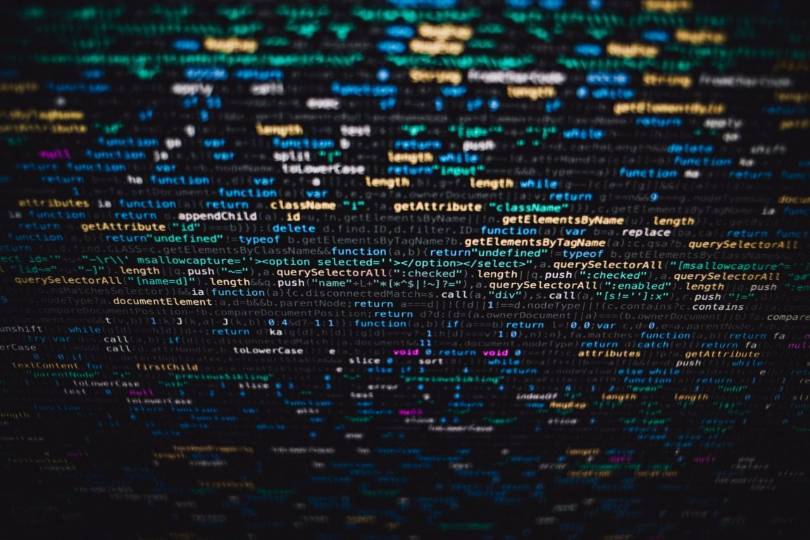 Data computer code on screen